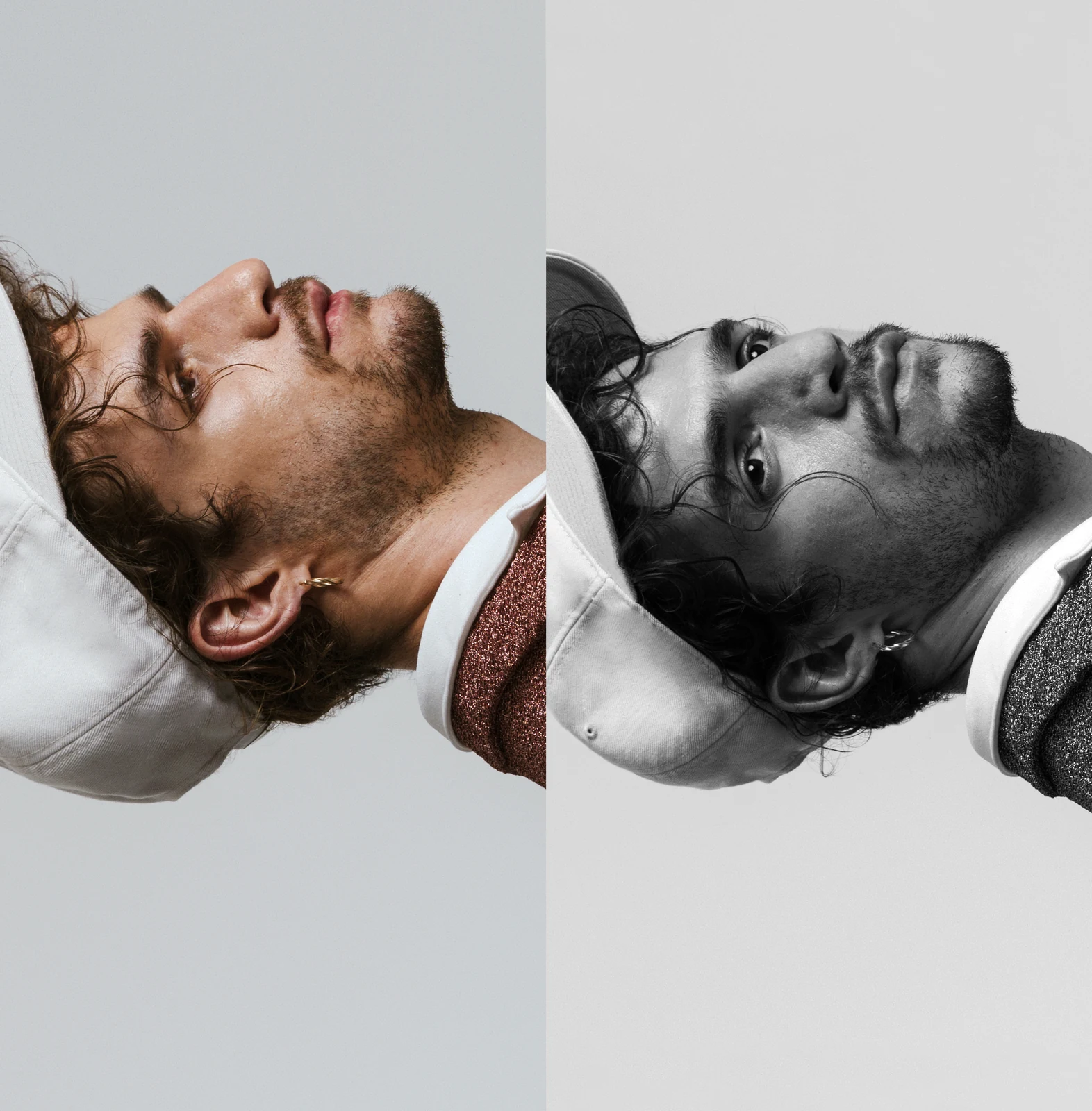 Split portrait in colour and black and white for Neo2 Magazine — styling by Manel Guisado